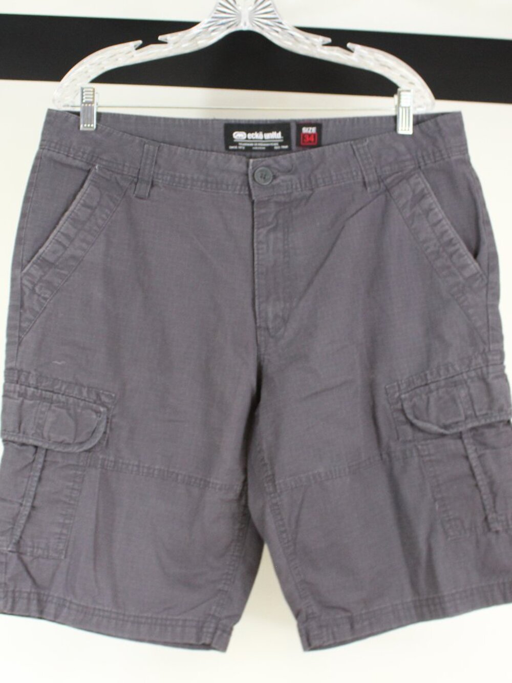 Ecko Unltd Cargo Shorts Mens 34 Gray Utility Casual Y2K Skate Streetwear